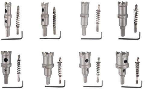 WELDINGER 8x Lochsäge Hartmetall Satz M 16-30mm für Stahl, Edelstahl NE-Metall Guss