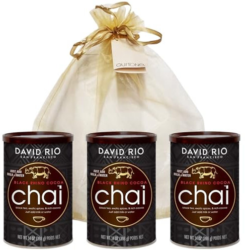 GUSTONE. David Rio Geschenkset Black Rhino Cocoa 3 x 398g Dosen Chai Latte