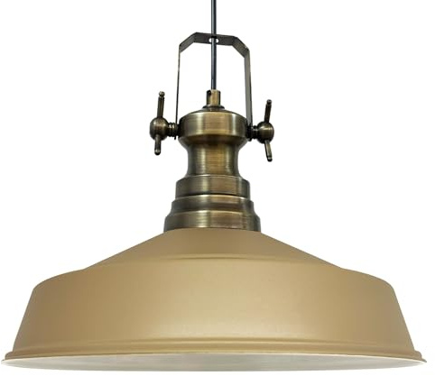 bamyum Asletl Hängelampe Industrial aus Metall Ø41 cm, Küchenlampe Vintage, Hängelampe Esstisch E27, Pendelleuchte Beige, Wohnzimmerlampe Hängend Vintage, Pendelleuchte Esstisch