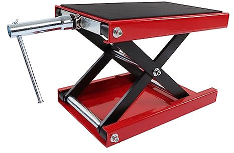 Motorradheber, Verstellbare Scherenhebebühne, Kurbelhebeständer, Reparatur-Hebebühnenhalterung für Fahrradtraktor, Rot, Schwarz