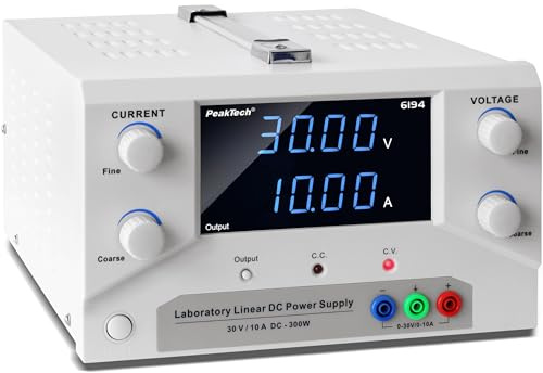 PeakTech, 6194, Fuente de alimentación de laboratorio 0, 30 V / 0, 10 A CC Fuente de alimentación lineal SELV con transformador de aislamiento, fuente de alimentación de laboratorio