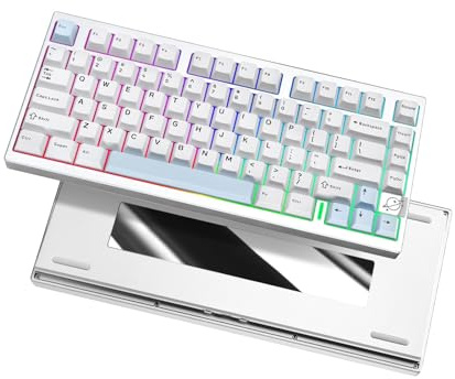 YUNZII AL75 Pro 75% Clavier sans Fil Game Mécanique en Aluminium BT/2.4G/Filaire avec Touches PBT, Joint Monté à Chaud Swap RGB pour Mac/Win (Silver, Cocoa Cream v2 Linear)