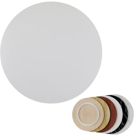 Rundes Drehtablett Bambus Holz, 50 60 70 80 90 100cm 360° Drehbares Servierplatte aus Holz, Käseplatte Lazy Susan Mit Silent Base, Serviertablett für Party oder Grill Zubehör(Weiß,100cm/39inch)