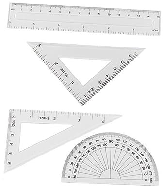 Operitacx 4stücke Lineal-Set Aus Transparentem Kunststoff Für Und Mathematik Mit Winkelmesser Und Dreieckslinealen Für Schule Und Architektur