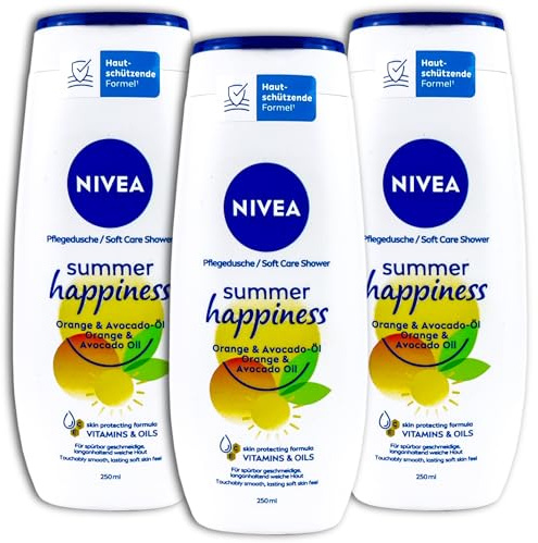 3 er Pack NIVEA Pflegedusche summer happiness Orange & Avocado-Öl Duschgel 3 x 250 ml
