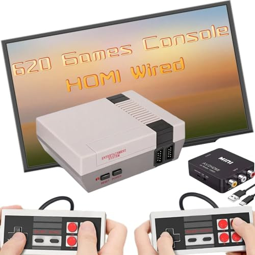 Console di gioco retrò con 600 videogiochi, mini sistema di gioco classico con controller cablato, uscita HDMI e AV, plug and play, giocattoli retrò, idea regalo (ASH)