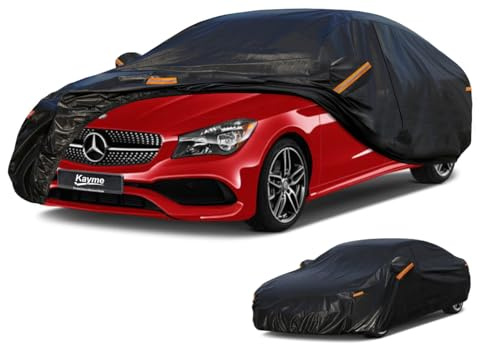 Kayme Autoabdeckung Limousine,Autoplane Wasserdicht Atmungsaktiv, Auto Abdeckplane für Regen Sonne Staub Schutz, Auto Abdeckung für CLA, Civic, Octavia,A3 Sedan etc.Siehe AutoGrößentabelle A8,Schwarz