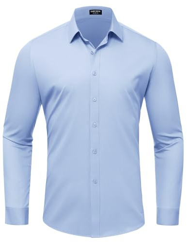 Mauro Kane Camicia Uomo Senza Stirare Maniche Lunghe con Bottoni Fibra di bambù Senza Pieghe Business Elegante Camicie