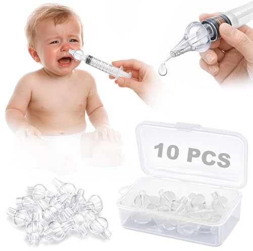 Baby Nasal Aspirator - Pack of 10 Soft Silicone Reusable Nose Cleaner Tips for Kids & Adults - Gentle & Durable Baby Nose Shower Device - Comfortable Nose Washer