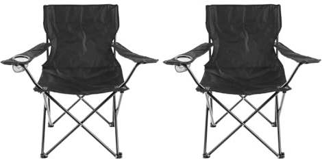 Daniel James Folding Camping Chair - Fold Up Camping Chair with Cup Holder & Carry Bag - Lightweight, Comfortable & Durable for Travel, Picnic & Beach - Black, 1, 2, 4 or 6 Pack (2)