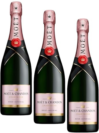 Moët & Chandon Rosé Impérial Champagner in Geschenkverpackung, 0,75L (Packung mit 3)