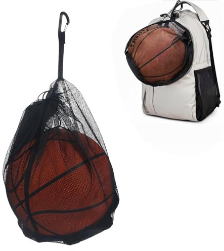 Classicseali Schwarz Ballnetz 1 Ball,Basketball Rucksack,Ballnetz mit Kordelzug,Basketball Fußball Volleyball Zubehör für Kinder Erwachsene Fussball,Handball,Volleyball,Rugby-Bälle