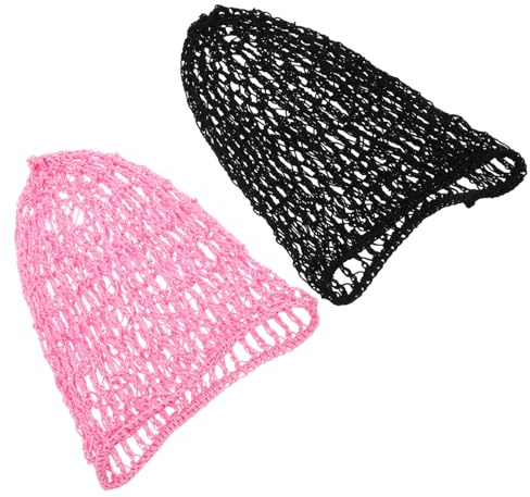 SAFIGLE 2stücke Gehäkeltes Haarnetz aus Polyesterstrick Atmungsaktive Netzmütze zum Einwickeln für Damen Handgefertigtes Haarwickel zum Schlafen Strapazierfähige Haarnetzhaube