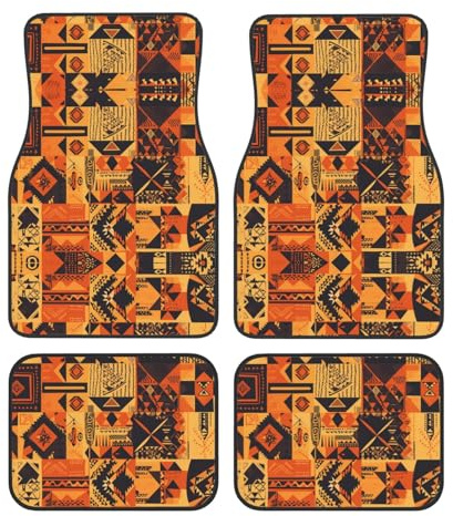 GGNKDL Tapis de sol de voiture avec impression patchwork de style africain antidérapant à l'avant et à l'arrière, adaptés pour les voitures, camions et SUV