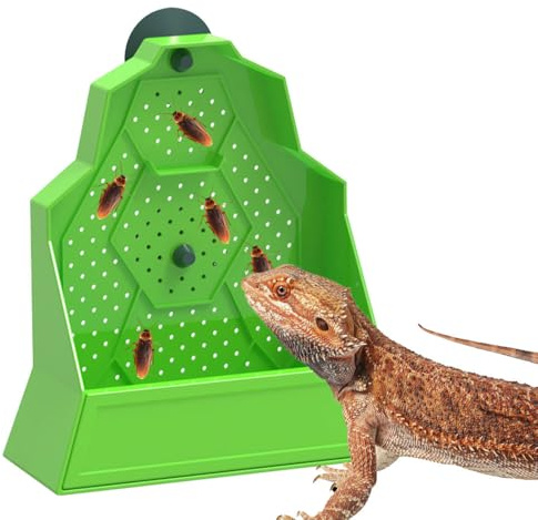 Matningsskål för reptiler, skäggagamematare med sugkopp, rymningssäker hörnmatningslåda för reptiler, väggmonterad för ödlor, skäggagamer, geckos och grodor