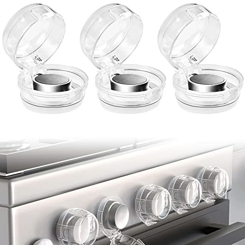 6 Stk Herdknopf Kindersicherung, Kindersicherung Herd Drehknöpfe, für max. Ø 4,2cm und 4 cm Hohe Herdknöpfe mit Min, Transparenter Kleber, Herdschutz Baby Sicherung