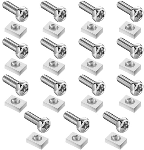 ZenyTra Lot de 15 paires de vis et écrous M6 avec écrou carré - Pour batterie de moto, scooter, ATV, longueur : 14 mm - Acier inoxydable