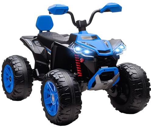 AIYAPLAY 24V Elektro Quad für Kinder, Kinderquad mit Vorwärts-, Rückwärtsfunktion, 4 gefederten Rädern, Scheinwerfer, USB- & MP3-Anschluss, 2 Sitzer Kinderfahrzeug 4-6,5 km/h, für 3-8 Jahre, Blau