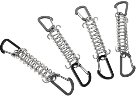 ROMISBABA 4 Piezas Hebillas de Resorte para Tienda de Campaña Tensor de Cuerda Portátil de Inoxidable Resistente la Corrosión Accesorio Exterior para Camping Senderismo Picnic y Pesca