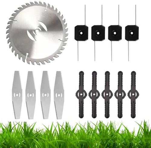 QVMQVM Lame di Ricambio per Tagliaerba, Lama Decespugliatore, Lame Plastica Tagliaerba Sostituzione,Taglierina in Nylon a Innesto, Metallo Lama Accessori per Decespugliatore a Batteria Elettrica