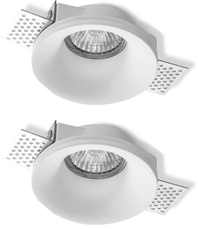 Set of 2 Bianca - White Plaster In GU10 Recessed Downlights