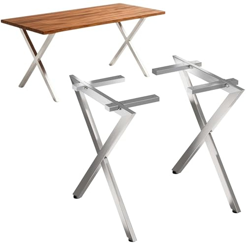 DanDiBo 2X Tischbeine Edelstahl 72 x 68 cm Tischgestell Höhenverstellbar 96678 Tischfüße Möbelfüße Tischkufen Esstisch Beine