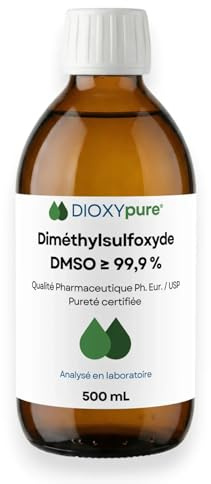 DMSO 99,9% - farmaceutisk kvalitetsdimetylsulfoxid (ph. Eur. / USP) - 500 ml - färglöst organiskt lösningsmedel med hög renhet - anti-UV-skyddsflaska - analyserad i laboratoriet