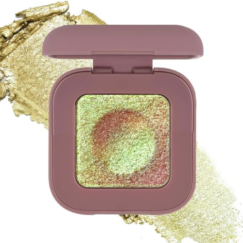Floruvia Noerrors Holografischer Duochrome Gold Grün Glitter Lidschatten Palette, Chamäleon Reiche Farbe Schimmer Metallic Augen Make-up#04