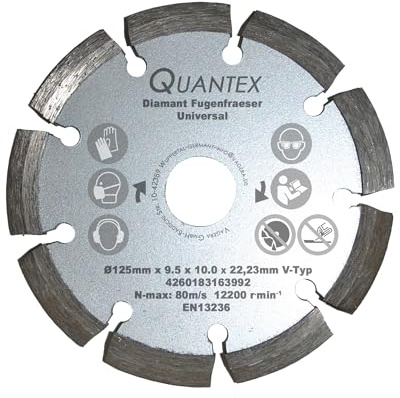 Diamant Frässcheibe Ø 125 mm mit V- Segment. Segmentstärke 9,5 mm, Fugenfräser für Mauerwerk und Putz