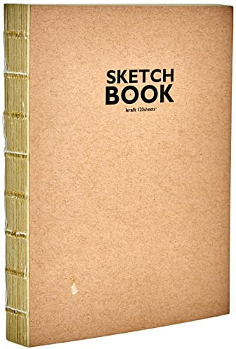 Honsell 32506 - Sketchbook Kraft Skizzenbuch mit offener Fadenbindung, DIN A6, 120 Blatt, 100 g/m², robustes, recyclingfähiges Kraftpapier aus ungebleichten Naturfasern, Natur