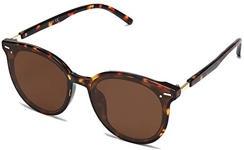 SOJOS Classic Round Sunglasses for Women Men Retro Vintage Large Plastic Frame BLOSSOM SJ2067 with Tortoise Frame/Brown Lens
