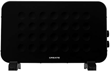 CREATE/WARM HANDY/Convector calefactor aire negro / 2000W, función ventilador y aire caliente, 4 modos, ligero, silencioso, bajo consumo, 39,5x10x61,5 cm
