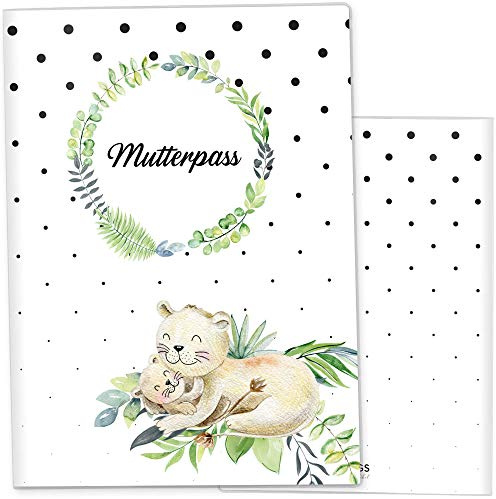 OLGS Mutterpasshülle Mommy Love Dots - 3-teilige Schutzhülle für Mutterpass, Löwe Design, ideal für werdende Mütter, nicht personalisiert