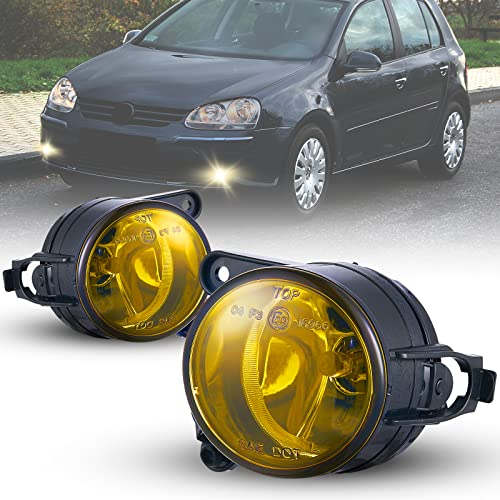 Tula Motoren Nebelscheinwerfer satz für VW Golf V (1K1/1K5) 11/2004-06/2009, VW-Ersatzteil für die Lampe, 12V-HB4/9006-51W, 1 Paar (Fahrer- und Beifahrerseite),gelb linse (Glas)