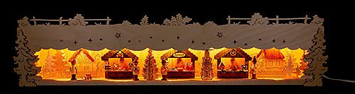 Volkskunst Schmidt Schwibbogen-Unterbau Weihnachtsmarkt - 73x16,5 cm