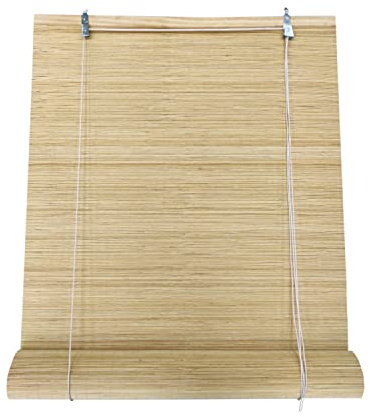 Estores de Bambú Cortina de Madera Natural Reforzado | Persiana Enrollable para Ventanas Reforzado para Interior y Exterior (150_x_200_cm, Marron Claro)