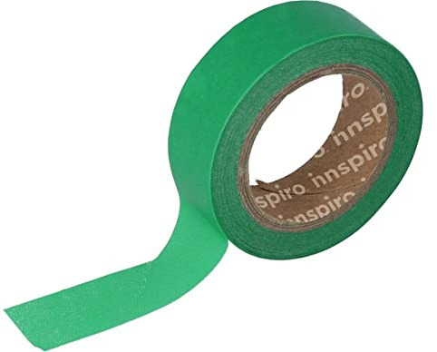 INNSPIRO Maskeringstejp Washi grön 15mm.x10m. Grundläggande vanlig serie