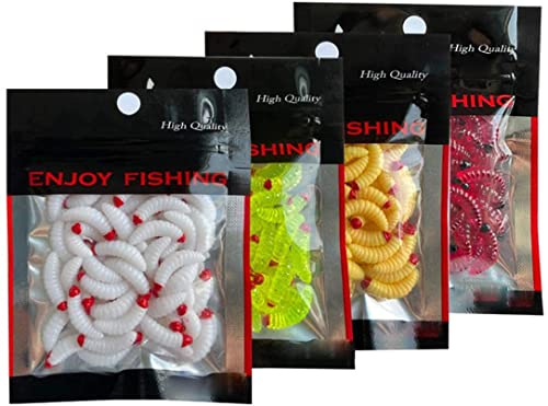 50pcs Maggot Fishing Soft Lures Artificial Bait Set, Fresh Water Fishing Bait, Soft Plastic Worms, Bass Fishing Worms, Soft Bait Shad Fishing Lure, Soft Fishing Lures