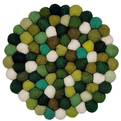 Grült Home Dessous de plat – Dessous de plat en feutre pour tasses, casseroles, poêles et tasses feutrés à la main au Népal (vert, cercle 20 cm)