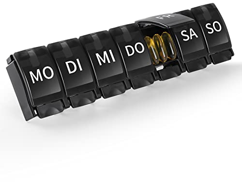 Opret Tablettenbox 7 Tage Deutsch, Pillendose Regenbogen Medikamentenbox Wochen, Tablettendose, Kleine Leicht Zu Öffnen für Unterwegs