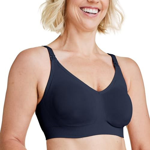 Bravado Designs Body Silk sömlös amnings-BH för amning, trådlös moderskaps-BH, Marinblått Xsp, L