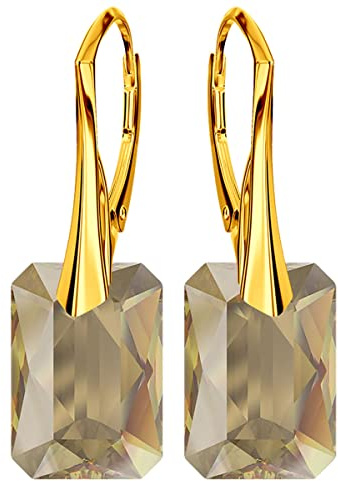 Ohrringe Damenohrringe Klapperverschluß Silber 925 Ohrhänger mit Kristallen Vergoldung mit Gelbgold 24 Karat / 750 Gold Ohrschmuck Geschenk für Frau Mädchen