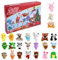 24PCS Peluches de Animales, Mini Animales Lindos de Peluche Calendario de Adviento Navidad 24 Días Cuenta Atrás Calendario de Adviento Muñecas Sets
