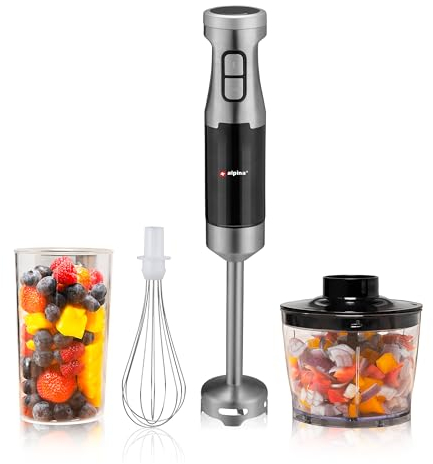 ALPINA Stabmixer, 1000 Watt, Rostfreier Edelstahl, Schwarz-Silber