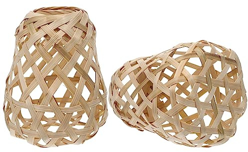 Holibanna Bambus Lampenschirm Klein Für Tischlampe Rattan Geflochtene Pendelleuchte Abdeckung Dekorativer Lampenschirm Für Wohnzimmer Schlafzimmer Büro