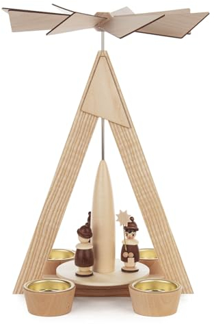 Rudolphs Schatzkiste Tealight Pyramid Kurrende Natural W x H x D 20 x 29 x 20 cm Christmas Pyramid Wooden Pyramid Table Pyramid