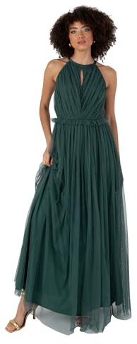 Anaya with Love dam dam maxi dam ärmlös hållare hals ruffle Empire A-linje för bröllop gäst boll kväll tillfälle bridesmaid klänning, Smaragdgrön, 42