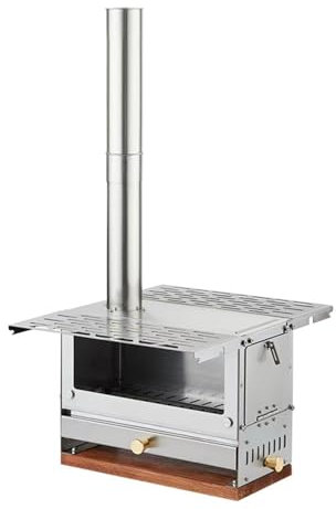 SUYUDD Hot-Zelt-Ofen für Holzbefeuerung mit Kaminrohr, tragbare Faltzelt-Holzöfen inklusive Sichtglas und Tragetasche zum Heizen im Freien, Kochen, Jagen