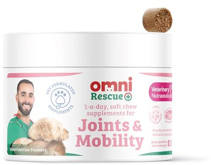 Omni Joint Supplements for Dogs - Dragons’ Den Winners, One-a-Day Dog Chew for Joints and Mobility - Hyaluronic Acid, Glucosamine and Chondroitin, Omega 3 Vitamin C, 30 Servings, Medium 15-30 Kg