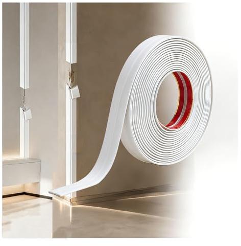 Bandes murales autocollantes en WZERHO - 5 m - Bande chromée autocollante - Protection des bords de table - Blanc